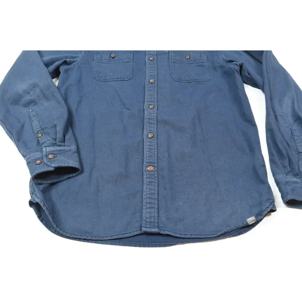 The North Face Flannel Shirt Mens Medium Blue Long Sleeve Button-Up Heavyweight